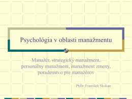 Psychológia v oblasti manažmentu