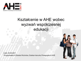 Kształcenie w AHE - Centrum NAUKOWE ds. KRK