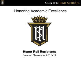 Honor Roll Second Semester 2013-14
