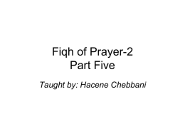Fiqh of Prayer-2 Part Five