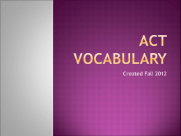 ACT Vocabulary 2 - Henderson County Public Schools