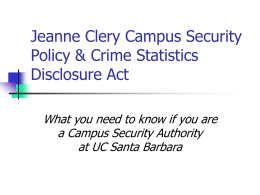 UCSB Clery Act Campus Security Authority Training (Powerpoint