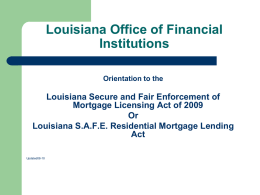 Residential Mortgage Lending Act - Office of Financial Institutions