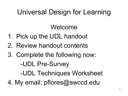 Universal Design for Learning Introduction and