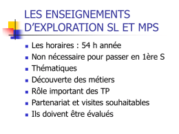 Diaporama enseignements d`exploration SL et MPS
