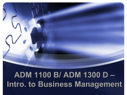 ADM 1100 M – Introduction to Business Management