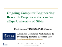 Ongoing Computer Engineering Research Projects at the Lucian