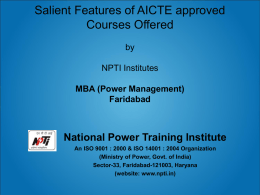 Salient features of AICTE Approved MBA (Power Management)