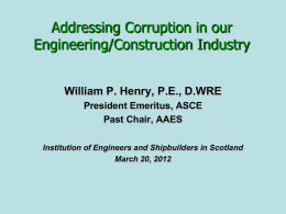 Bill Henry`s lecture slides - IESIS Institution of Engineers and