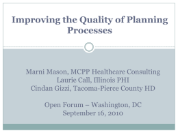 Improving the Quality of Planning Processes