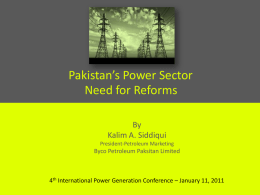Kalim A Siddiqui Pakistan`s Power Sector Need