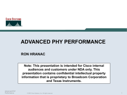 Advanced PHY Performance Internal