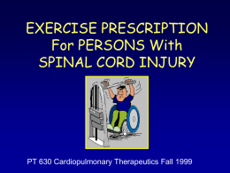 EXERCISE PRESCRIPTION For PERSONS With