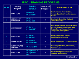 JPAC : TRAINING PROGRAMS Sr. No. Training Program Training
