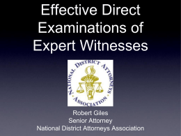 Effective Direct Examinations of Expert Witnesses