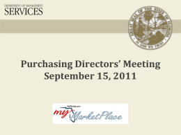 Purchasing Directors` Meeting - Department of Management Services