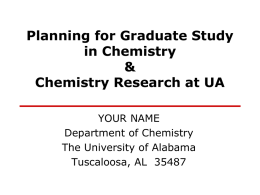 Planning for graduate studies - Department of Chemistry