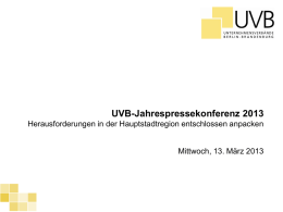 Abb. UVB-Frühjahrsumfrage 2013 - Unternehmensverbände Berlin