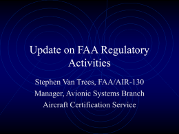 Update on FAA Regulatory Activities