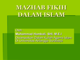 MAZHAB FIKIH DALAM ISLAM