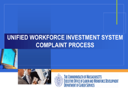 Unified Workforce Investment Complaint System