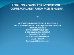 legal framework for international commercial arbitration /adr in nigeria