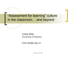 Assessment for Learning culture