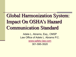 Global Harmonization Impact On Hazard Communication