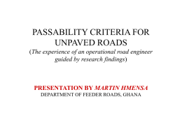 PASSABILITY CRITERIA FOR UNPAVED ROADS