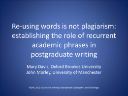 Re-using words is not plagiarism: establishing the
