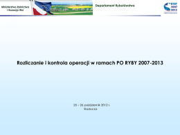 Rozliczanie i kontrola operacji w ramach PO RYBY 2007-2013