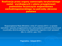 Pogorzelica - listopad 2014 r. Zadania obronne w ochronie zdrowia