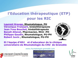 l`Education thérapeutique (ETP) - Rhumatologie