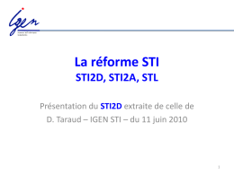 La réforme STI STI2D, STI2A, STL