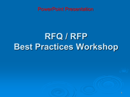 RFQ / RFP Best Practices Workshop