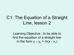 C1: The Equation of a Straight Line