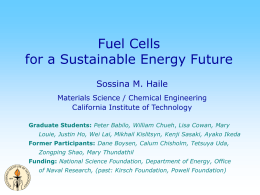 Fuel Cells - Sossina Haile - California Institute of Technology