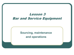 Lesson 3 - Bar and Service Equipment