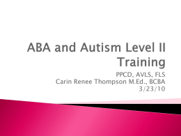 ABA and Autism Level II Training