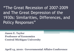 “The Great Recession of 2007-2009 and The Great Depression of