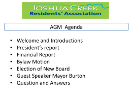 AGM 2012 Powerpoint - Joshua Creek Residents Association