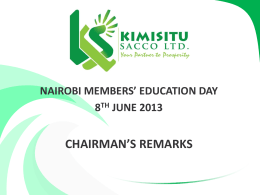 NAIROBI MEMBERS` EDUCATION DAY 8 TH JUNE