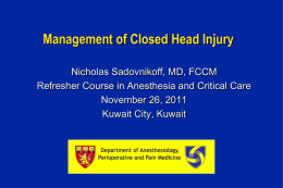 Management of Closed Head Injury - refresher course in anesthesia