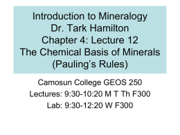 Mineralogy Lecture 12