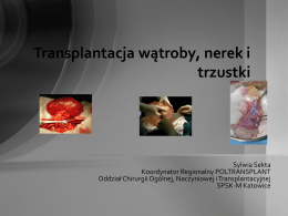 Transplantacja wątroby, nerek, trzustki 2013