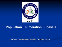 Population Enumeration : Phase II