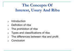 The Concepts Of Interest, Usury And Riba