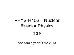 PHYS220 &ndash; Physique des R&eacute;acteurs Nucl&eacute;aires I