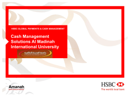 Cash Management Solutions Al Madinah International University