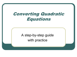 Converting Quadratic Equations